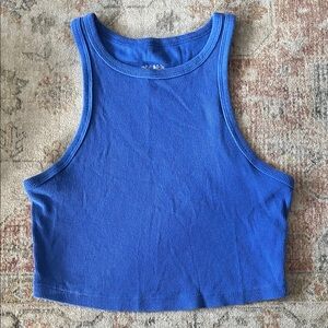 Wild Fable Blue Ribbed Crop Tank Top Medium